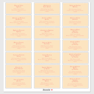 Modern Retro   Orange Cream Wedding Guest Address