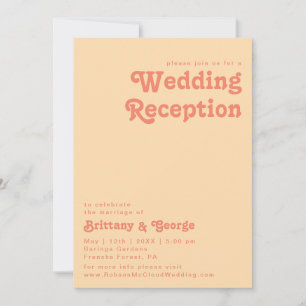 Modern Retro   Orange Cream Wedding Reception Invitation