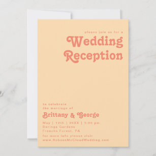 Modern Retro   Orange Cream Wedding Reception Invitation