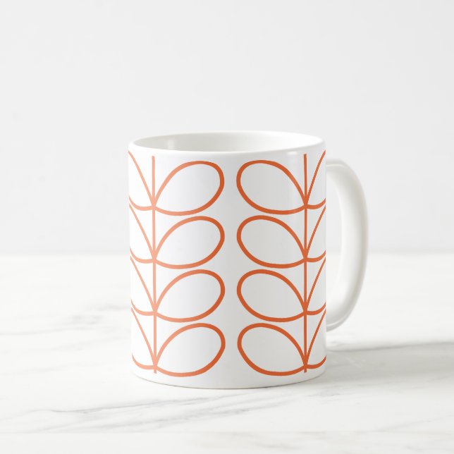 Modern Retro Orange Stem Pattern – Minimalist  Coffee Mug (Front Right)