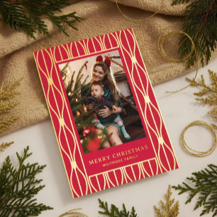 Modern Retro Ornament Pattern Photo Christmas