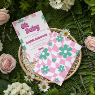 Modern Retro Pastel Oh Baby Shower Invitation