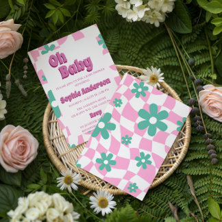 Modern Retro Pastel Oh Baby Shower Invitation