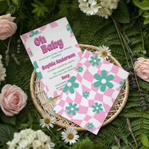 Modern Retro Pastel Oh Baby Shower Invitation