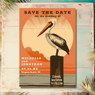 Modern Retro Pelican Beach Wedding Save The Date