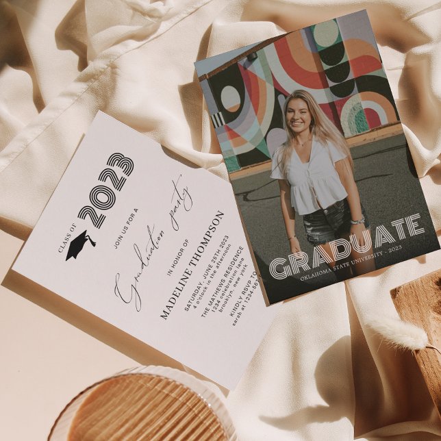 Modern Retro Photo Graduation Party Invitation (Creator Uploaded)