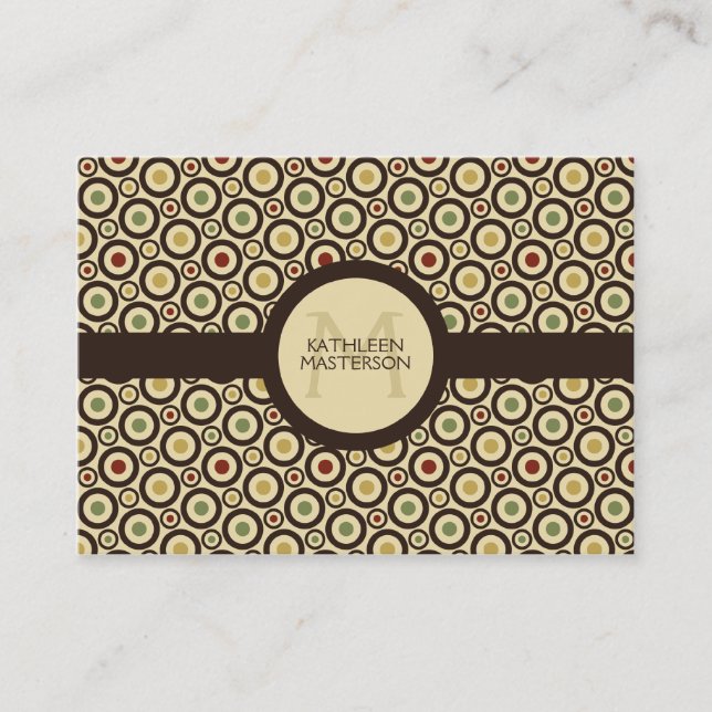 Modern Retro Polka Dot Customised Calling Card / (Front)