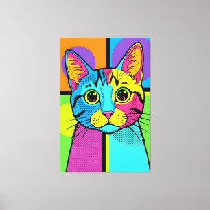 Modern Retro Pop Art Cat Canvas Print