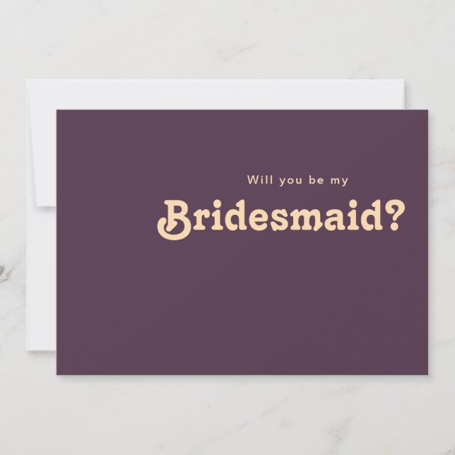 Modern Retro | Purple Bridesmaid Proposal Card (Front)