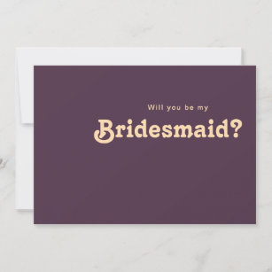 Modern Retro   Purple Bridesmaid Proposal Card