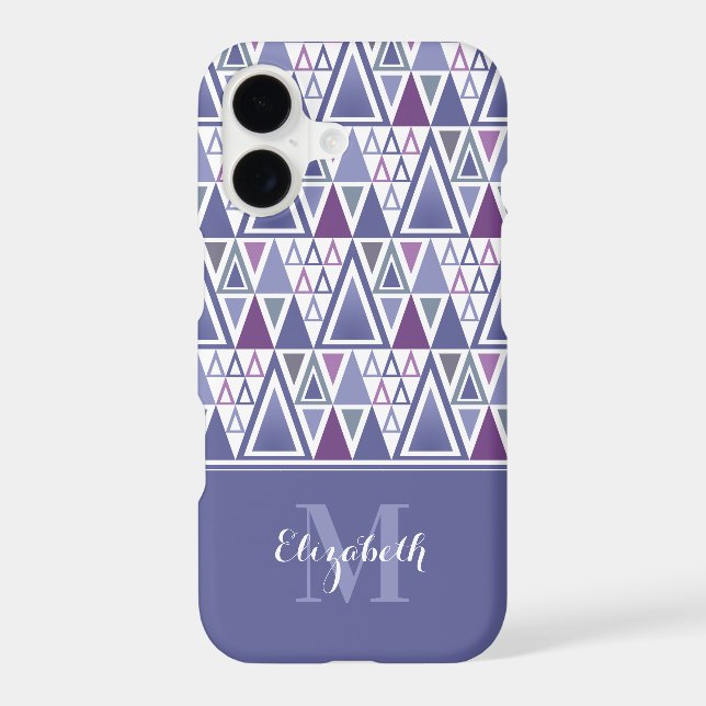 Modern retro purple pink pattern monogrammed (Back)