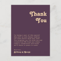Modern Retro Purple Reception Table Thank You Card