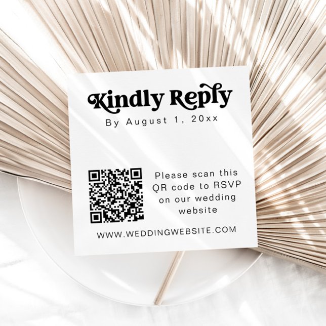 Modern Retro QR Code Square RSVP Insert Card (Creator Uploaded)