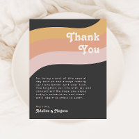 Modern Retro Rainbow Dark Table Thank You Card