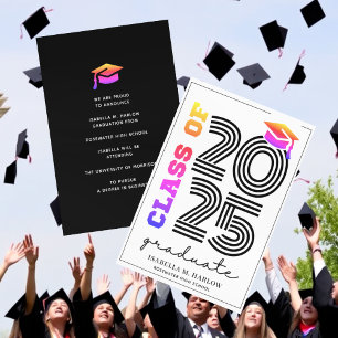 Modern Retro Rainbow Graduation Announcement