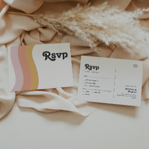 Modern Retro Rainbow Menu Choice RSVP Postcard