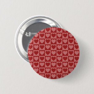 Modern Retro Red and Pink Minimalist Heart Pattern 6 Cm Round Badge
