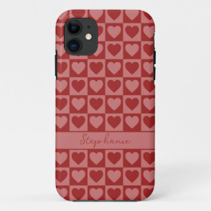 Modern Retro Red and Pink Minimalist Heart Pattern Case-Mate iPhone Case