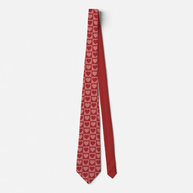 Modern Retro Red and Pink Minimalist Heart Pattern Tie (Front)