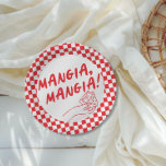 Modern Retro Red Italian Pizzeria Pizza Party Paper Plate<br><div class="desc">Mangia,  mangia! This design is fully customisable and the colours can be changed to whatever works best for you and your theme. In this version,  we've used a bold retro red and whimsical fun line art illustrations.</div>