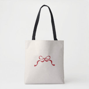 Modern retro Red Ribbon Bow Tote Bag