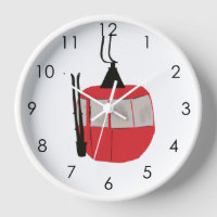 Modern Retro Red Ski Gondola Lift White
