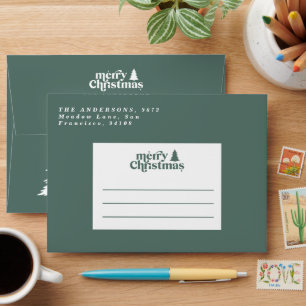 Modern retro Sage green typography Christmas Envelope