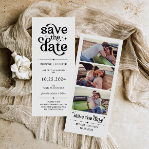 Modern Retro Save The Date Photo Booth Strip Invitation