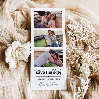 Modern Retro Save The Date | Photo Booth Strip Magnetic Invitation