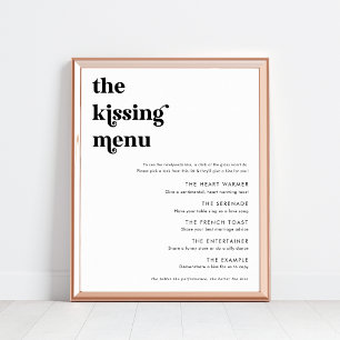 Modern Retro Script The Kissing Menu Wedding Sign