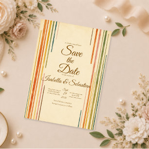 Modern Retro Stripe Wedding Save The Date