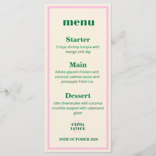 Modern Retro Striped  Wedding Information  Menu