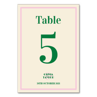 Modern Retro Striped Wedding Information Table Number