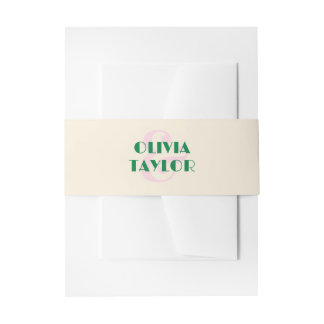 Modern Retro Striped Wedding Invitation Belly Band
