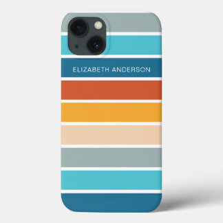Modern Retro Sunset Stripes Personalised iPhone 13 Case