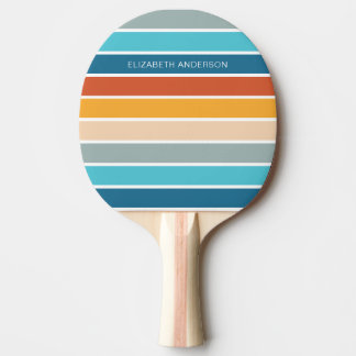 Modern Retro Sunset Stripes Personalised  Ping Pong Paddle