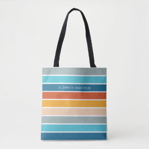 Modern Retro Sunset Stripes Personalised  Tote Bag