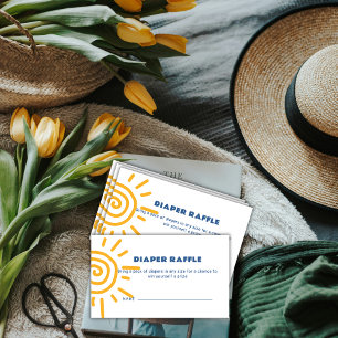 Modern Retro Sunshine Diaper Raffle Baby Shower Enclosure Card