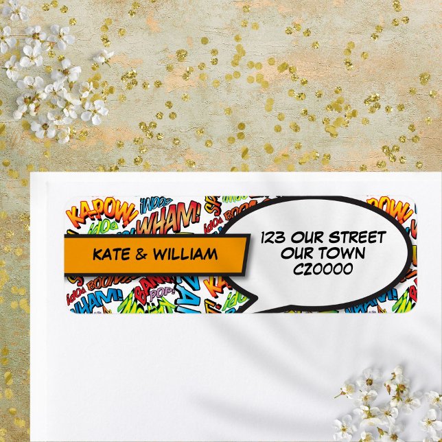 Modern Retro Superhero Comic Book Return Address (Modern Retro Superhero Comic Book Return Address Label)