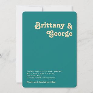 Modern Retro   Teal Casual Rounded Edges Wedding Invitation