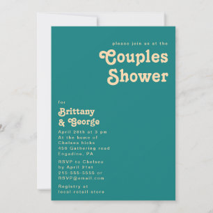 Modern Retro   Teal Couples Shower Invitation