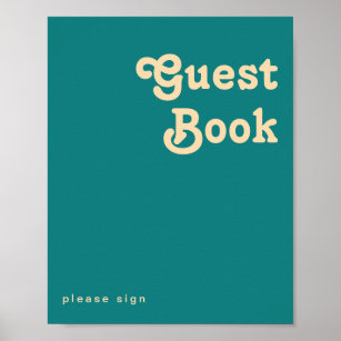 Modern Retro   Teal Guest Book Sign