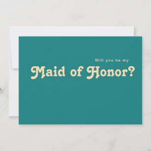 Modern Retro   Teal Maid of Honour Proposal Card