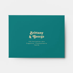Modern Retro   Teal Self Addressed RSVP Envelope