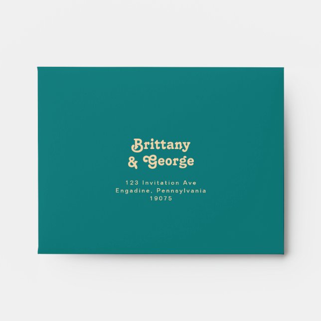 Modern Retro | Teal Self Addressed RSVP Envelope (Front)