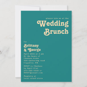 Modern Retro   Teal Wedding Brunch Invitation