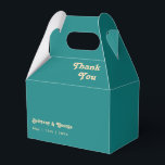 Modern Retro | Teal Wedding Favour Box<br><div class="desc">This modern retro | teal wedding favour box is perfect for your simple vintage, colourful tropical boho summer wedding. Its unique bohemian mid-century font gives this design a classic minimalist groovy hippie vibe. If you're looking for a design that features bright, bold colours for your creative 70's beach wedding, then...</div>