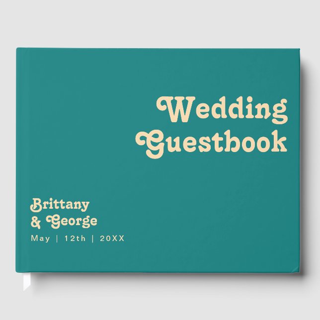 Modern Retro | Teal Wedding Guestbook (Front)