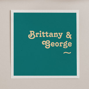 Modern Retro Teal Wedding Napkins