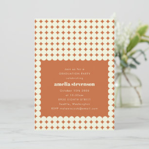 Modern Retro Terracotta Dots Graduation Party Invitation